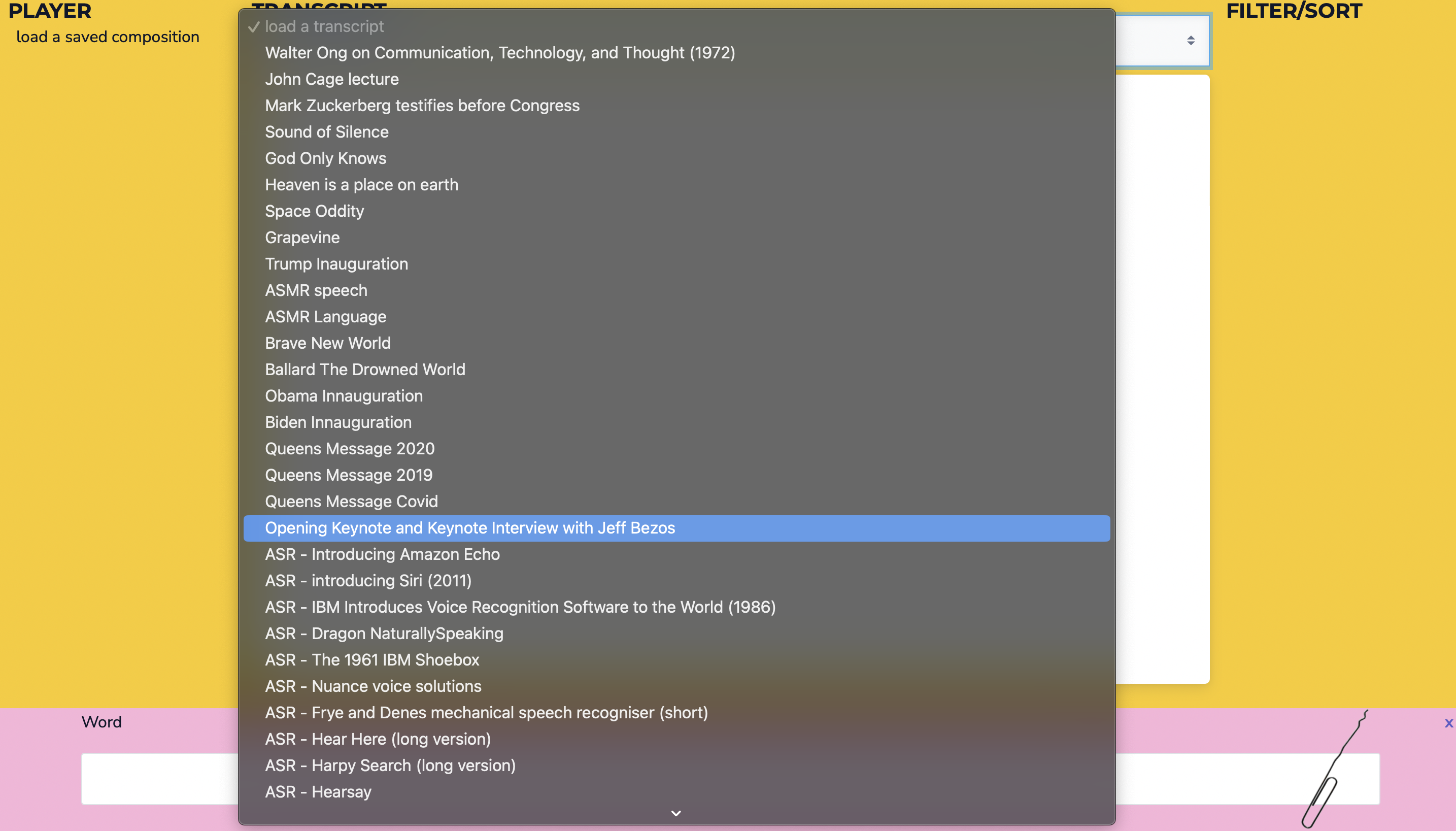 Machine Listening, Word Processor, 2021-ongoing, software instrument, (detail).